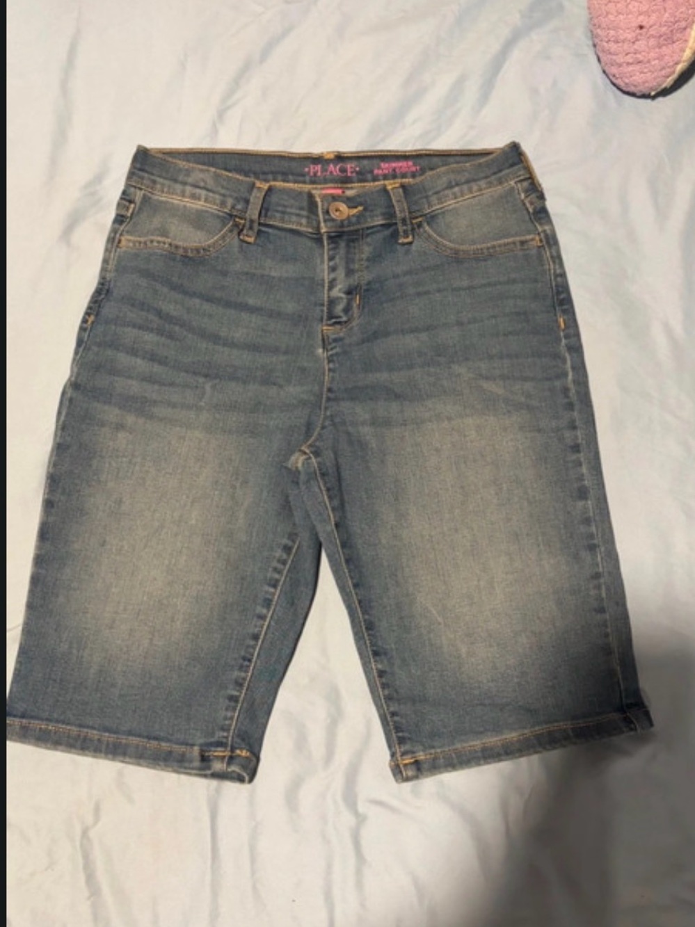 The Children's Place Girl’s Midwash Blue Boyfriend Jeans Bermuda Shorts